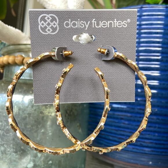 Twisted Gold Hoops Daisy Fuentes Fashion Earrings $16ea / 3 for $25 - Picture 1 of 7
